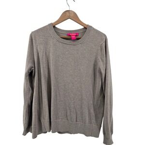 Catherine Malandrino Knit Sweater XL Beige Long Sleeve Bow Back Crew Neck